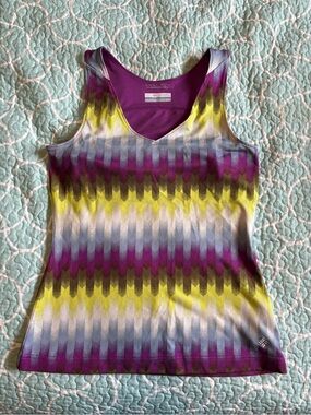 Women’s Purple Yellow Patterned Athletic Tank Top